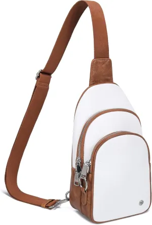 INICAT Crossbody Sling Bags Fanny Packs Leather Purses Chest Bag for Women