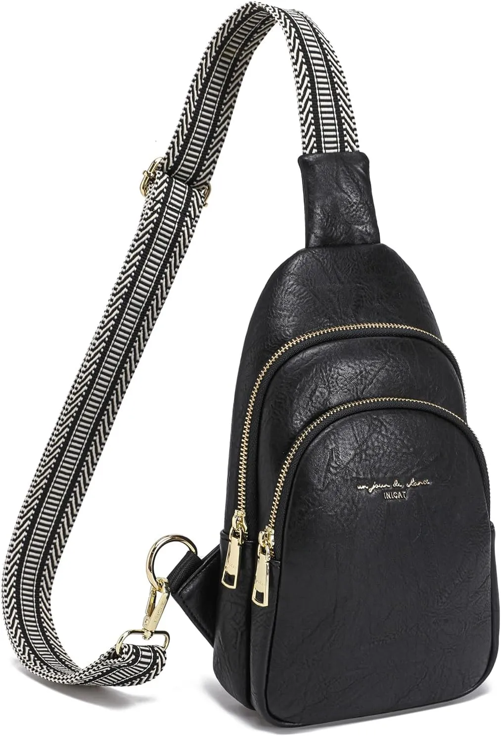 INICAT Crossbody Sling Bags Fanny Packs Leather Purses Chest Bag for Women