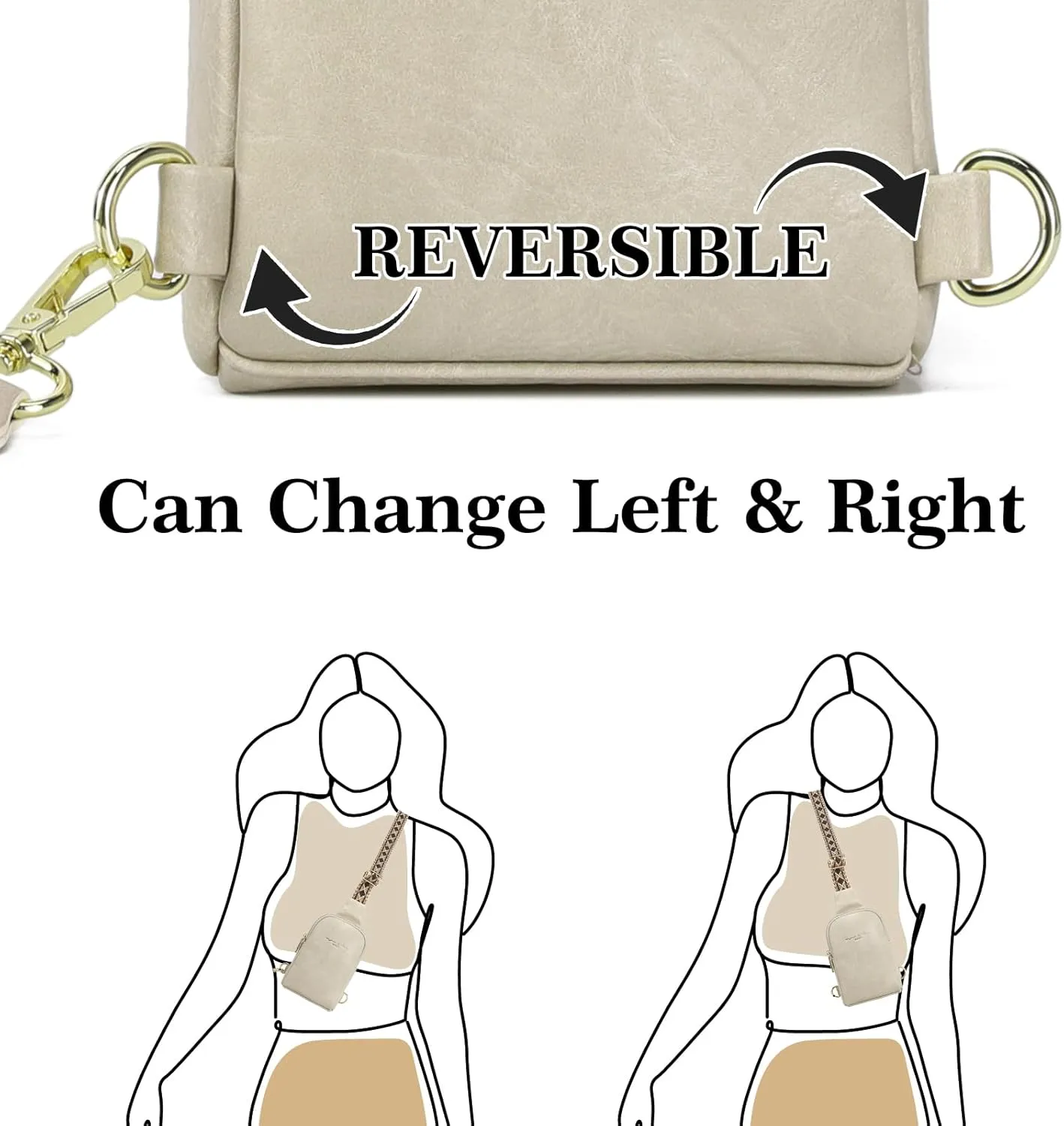 INICAT Small Crossbody Sling Bags for Women Vegan Leather Cell Phone Purse Fanny Packs for Women Men