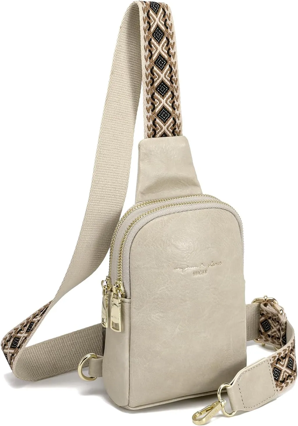 INICAT Small Crossbody Sling Bags for Women Vegan Leather Cell Phone Purse Fanny Packs for Women Men