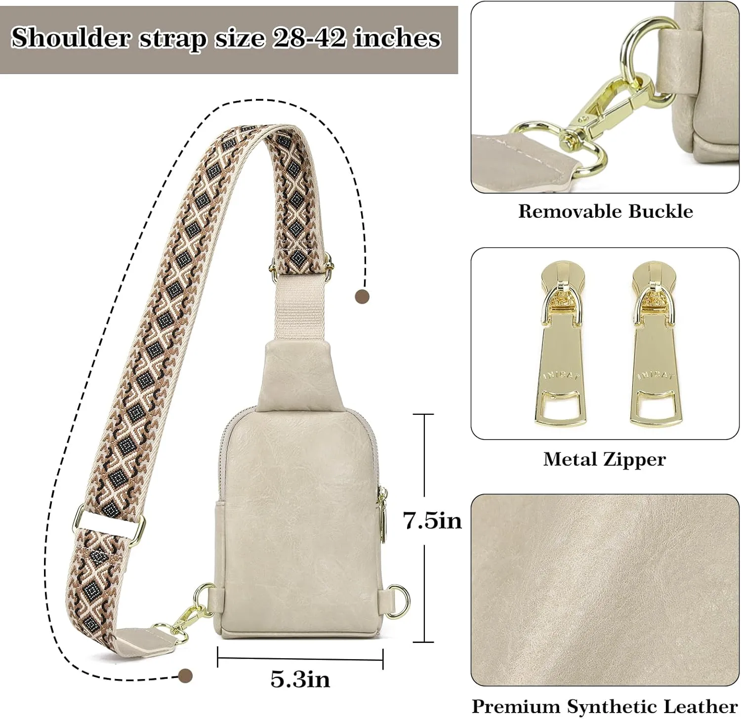INICAT Small Crossbody Sling Bags for Women Vegan Leather Cell Phone Purse Fanny Packs for Women Men