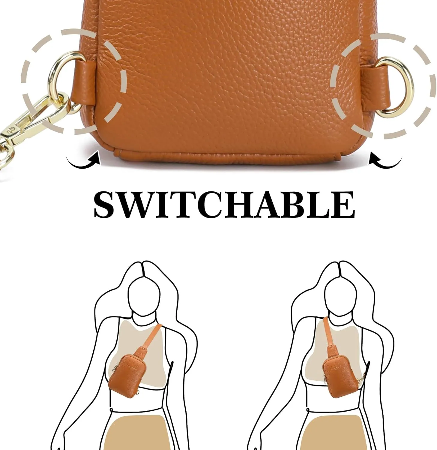 INICAT Travel Small Sling Bag Leather Crossbody Bags for Women Fanny Packs Cross Body Bag for Woman Cross Body Purses