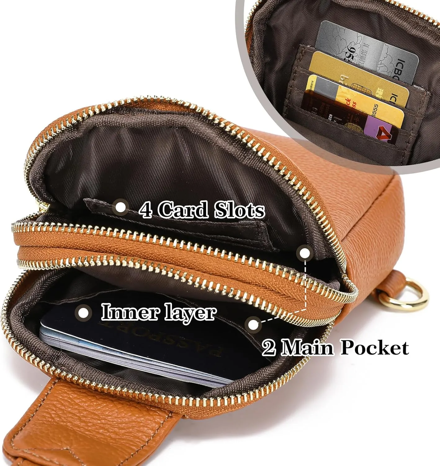 INICAT Travel Small Sling Bag Leather Crossbody Bags for Women Fanny Packs Cross Body Bag for Woman Cross Body Purses
