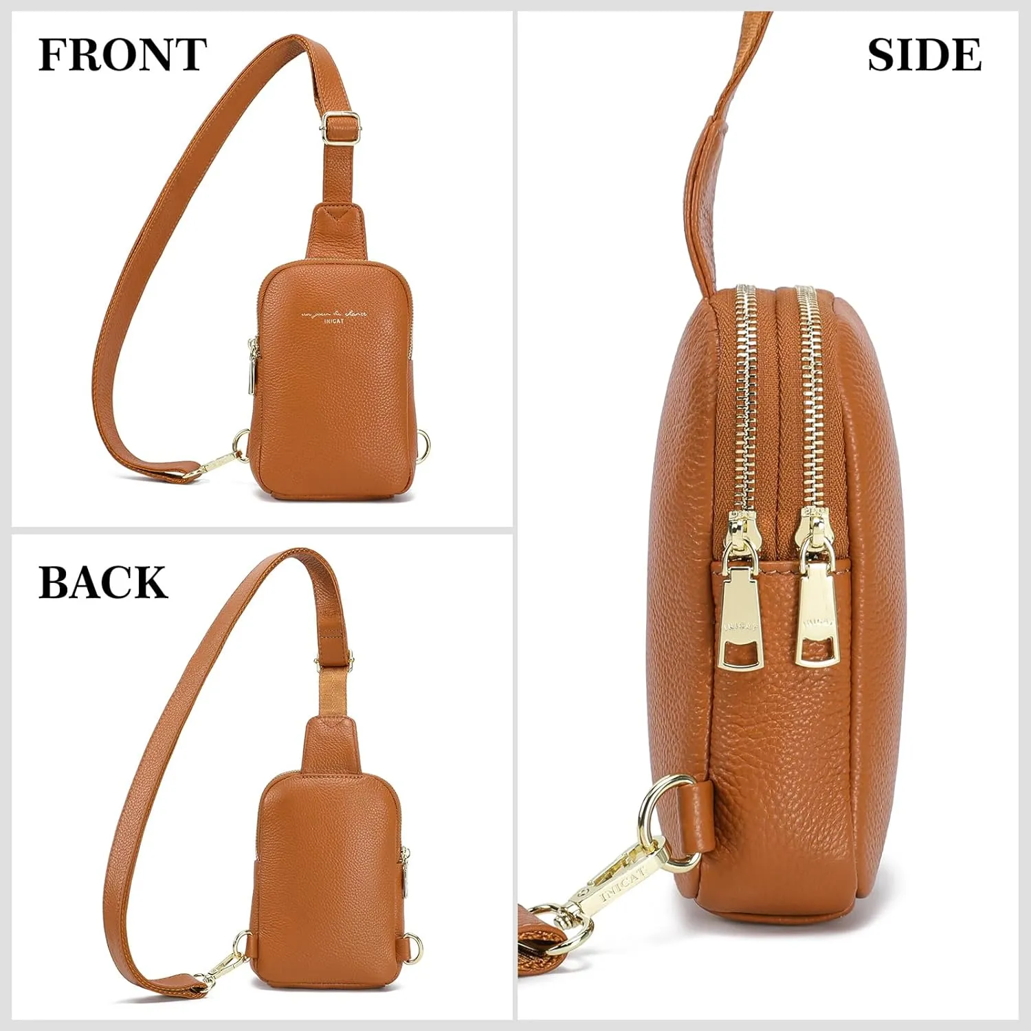 INICAT Travel Small Sling Bag Leather Crossbody Bags for Women Fanny Packs Cross Body Bag for Woman Cross Body Purses
