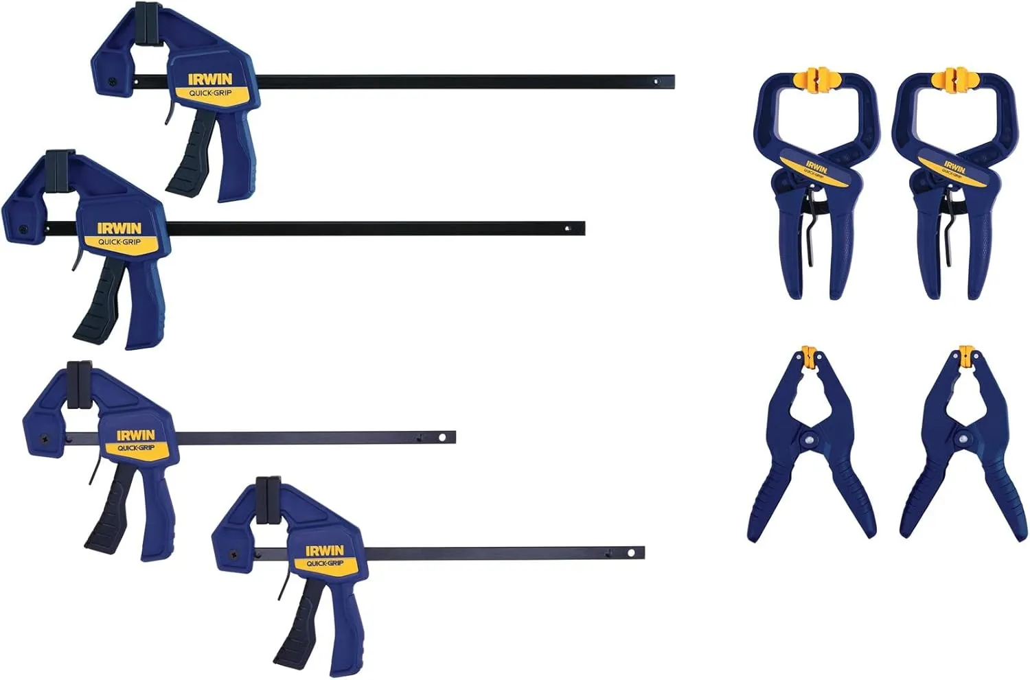 IRWIN QUICK-GRIP Clamps for Woodworking, Quick Release Triggers, 6 Inch, 8 Piece Set (IRHT83220)