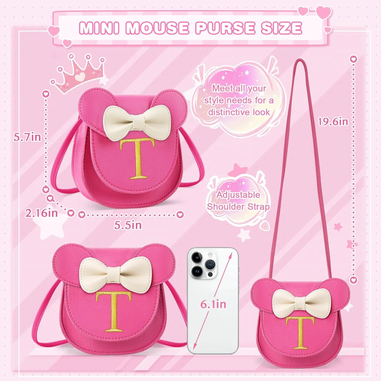izuzta Toddler Purse Kids Wallets for Girls 1 2 3 4 5 6 7 8 9 Year Old Birthday Gift Cute Mini Mouse Purse Crossbody Purse
