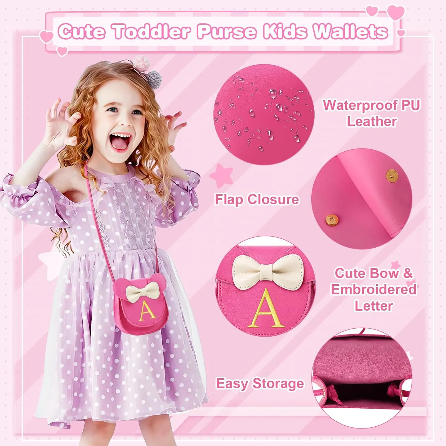 izuzta Toddler Purse Kids Wallets for Girls 1 2 3 4 5 6 7 8 9 Year Old Birthday Gift Cute Mini Mouse Purse Crossbody Purse