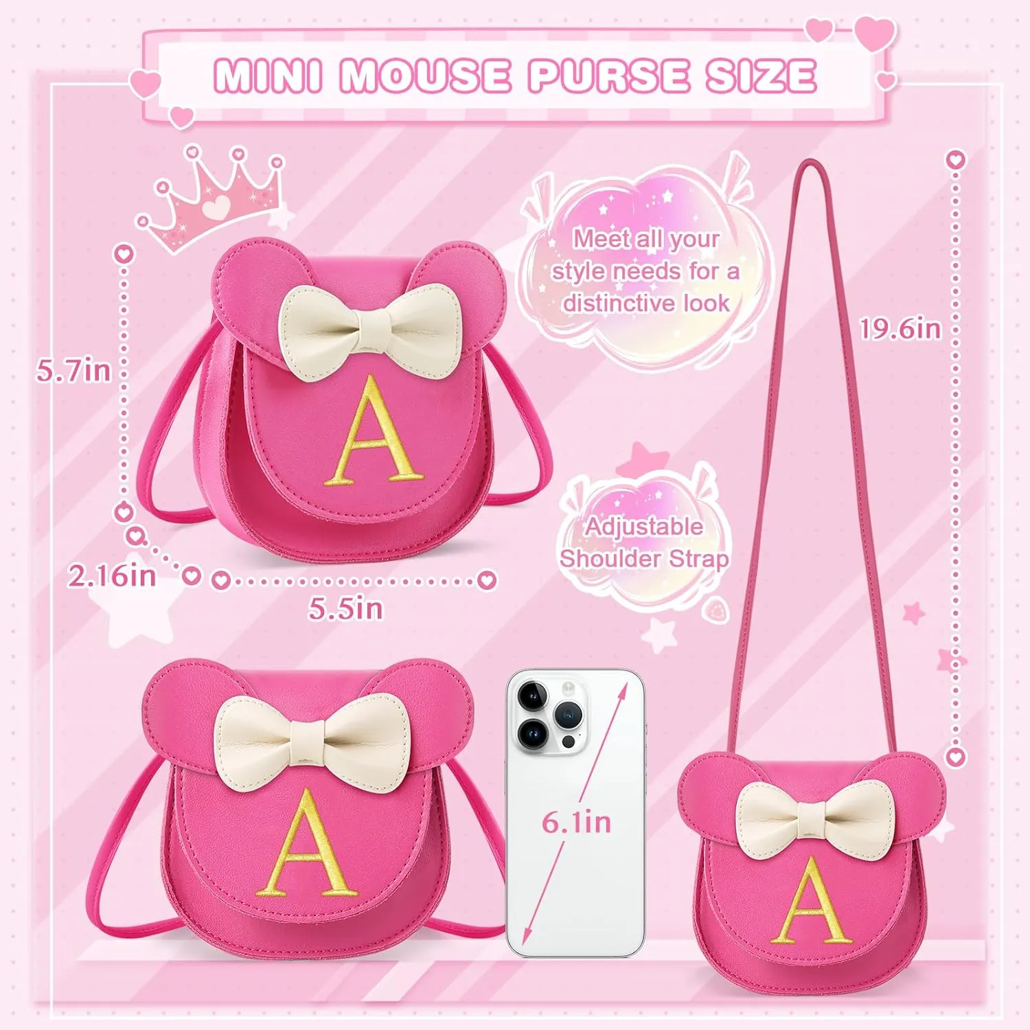 izuzta Toddler Purse Kids Wallets for Girls 1 2 3 4 5 6 7 8 9 Year Old Birthday Gift Cute Mini Mouse Purse Crossbody Purse