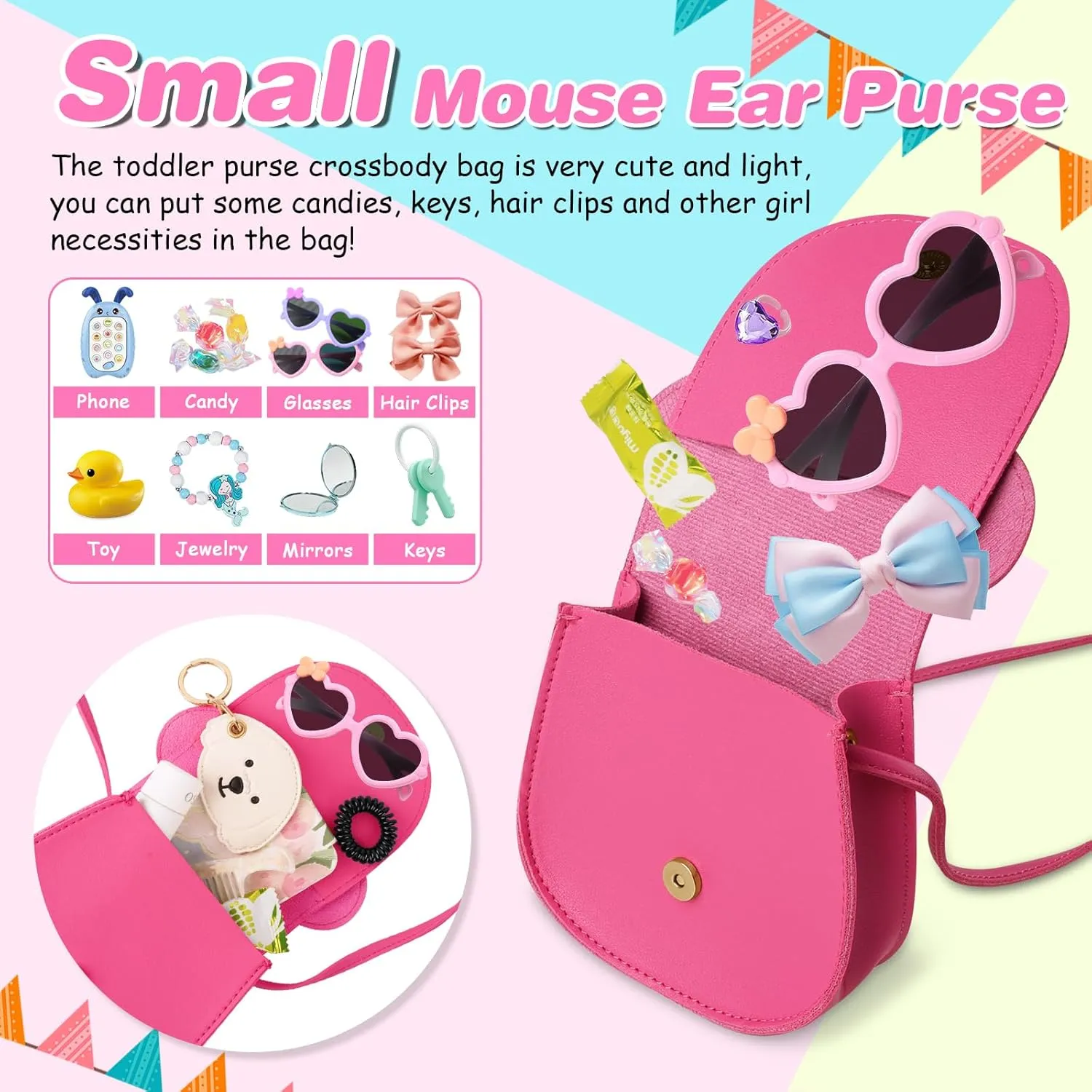 izuzta Toddler Purse Kids Wallets for Girls 1 2 3 4 5 6 7 8 9 Year Old Birthday Gift Cute Mini Mouse Purse Crossbody Purse