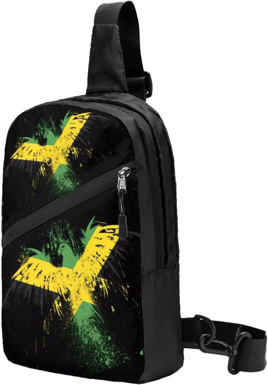Jamaican Flag Eagle Portable Crossbody Bag Foldable Sling Bags Sports Gym Chest Daypack Reusable Shoulder Backpack Casual Diagonally Rucksack Fanny Packs