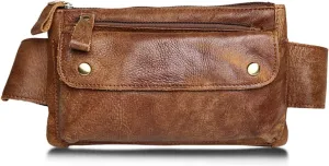 Jonon Unisex Genuine Leather Waist Bag Messenger Fanny Pack Bum Bag For Men Women