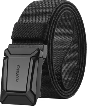 JUKMO Stretch Tactical Belt for Men, Military Work Rigger Hiking 1.5" Elastic Nylon Web Ratchet Quick Release Belt