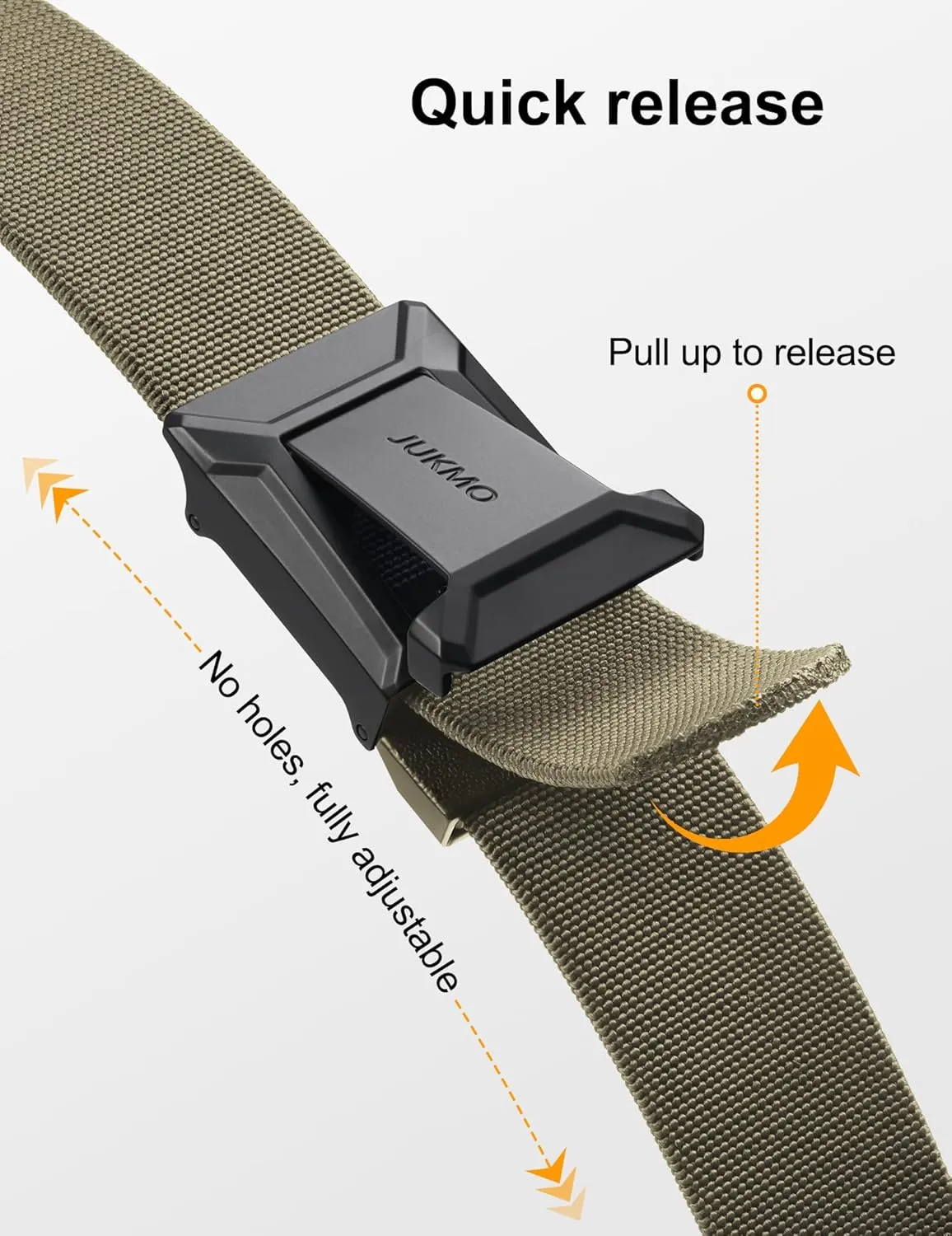 JUKMO Stretch Tactical Belt for Men, Military Work Rigger Hiking 1.5" Elastic Nylon Web Ratchet Quick Release Belt
