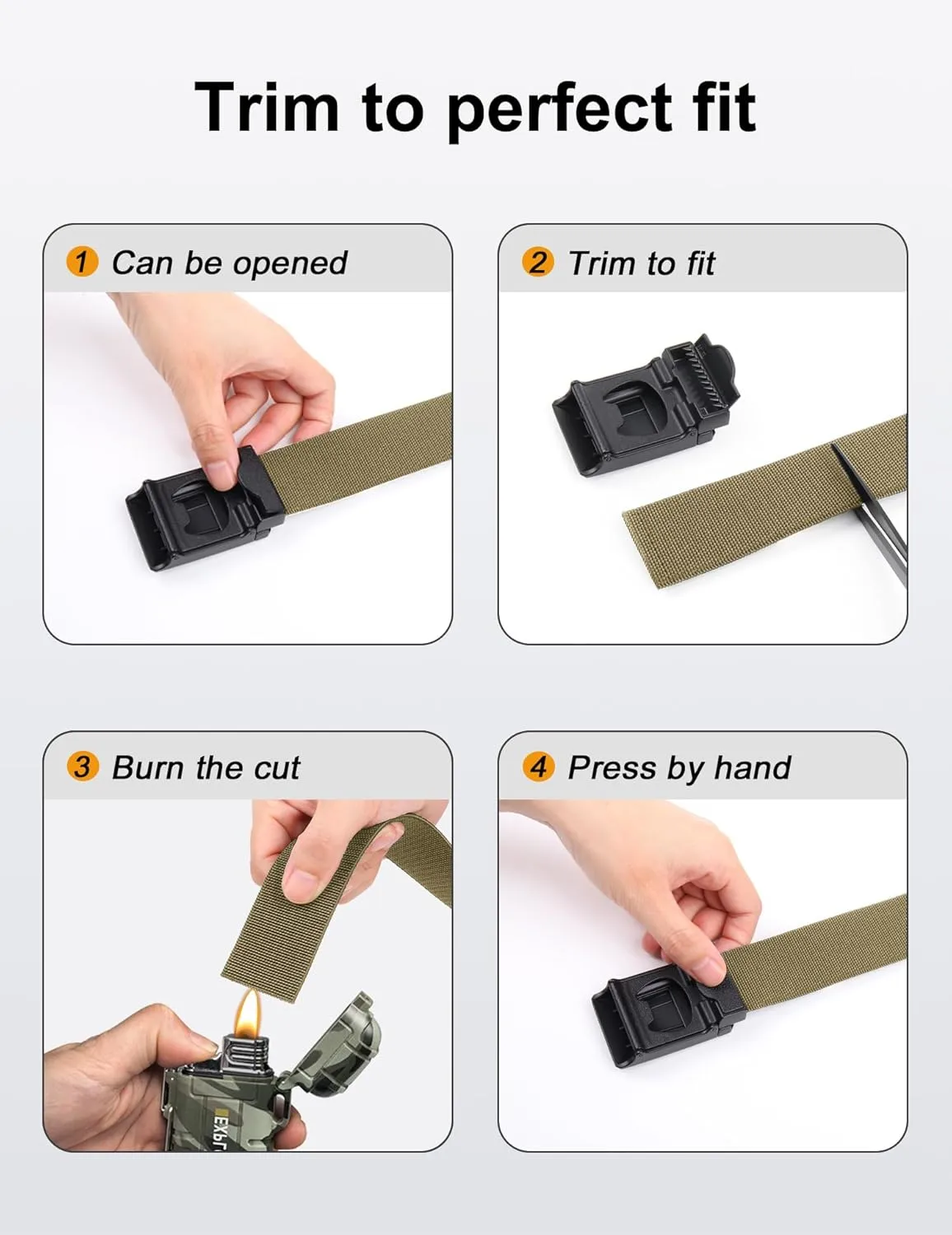 JUKMO Stretch Tactical Belt for Men, Military Work Rigger Hiking 1.5" Elastic Nylon Web Ratchet Quick Release Belt