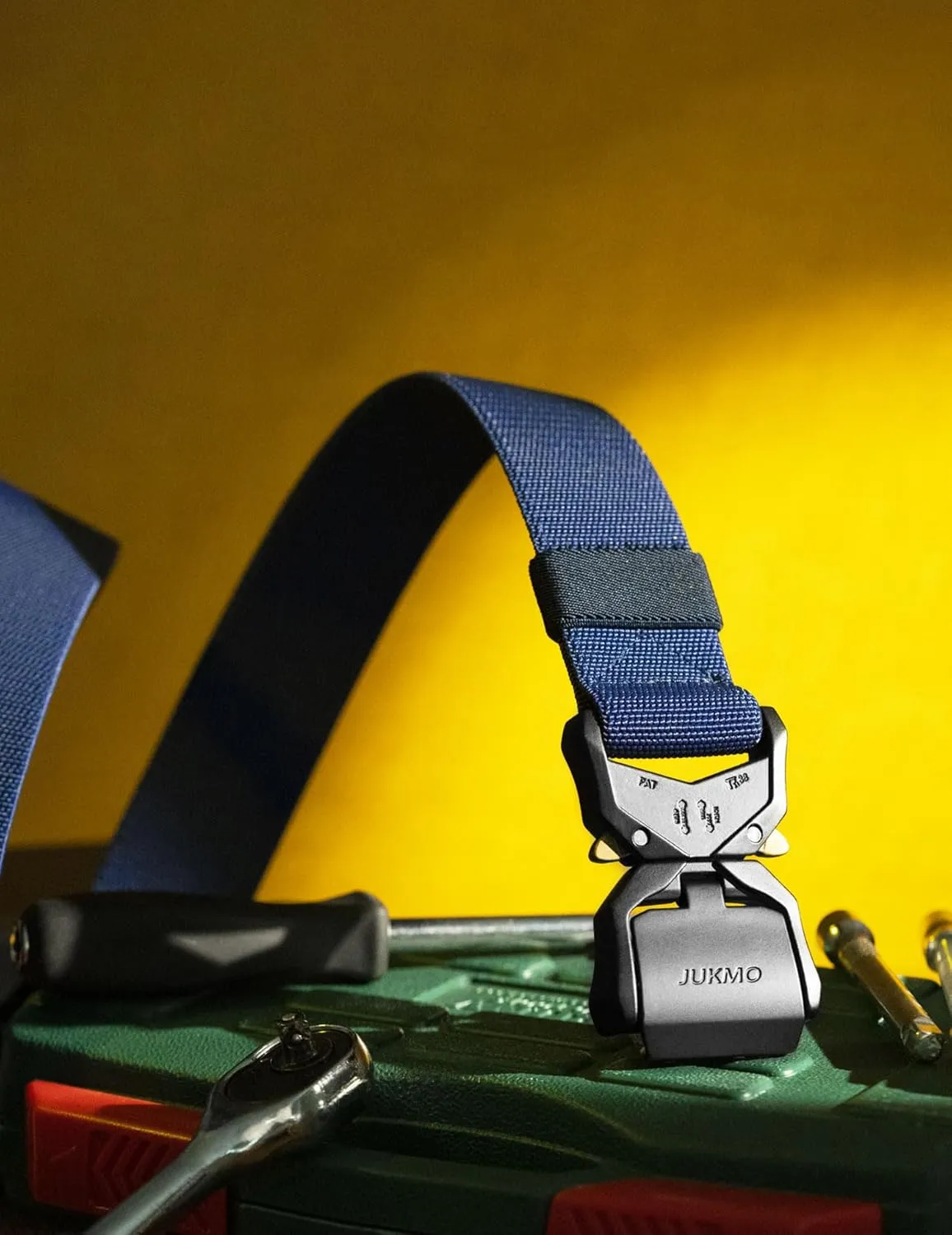 JUKMO Tactical Belt, Military Hiking Rigger 1.5" Nylon Web Work Belt with Heavy Duty Quick Release Buckle