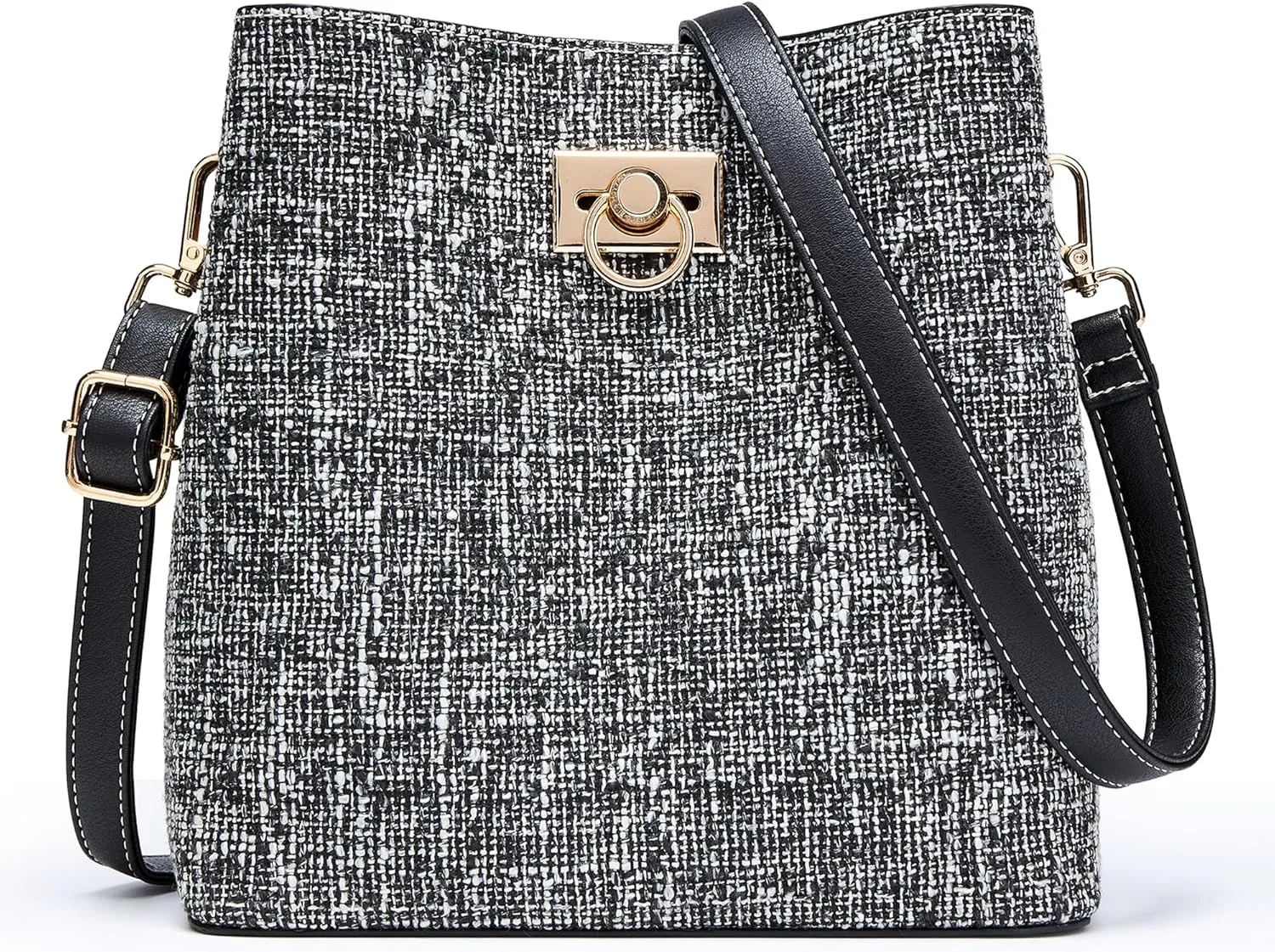 KALIDI Crossbody Purses for Women Vegan Leather Bucket Bag Fashion Ladies Crossbody Handbag Shoulder Purse with Multi Pockets
