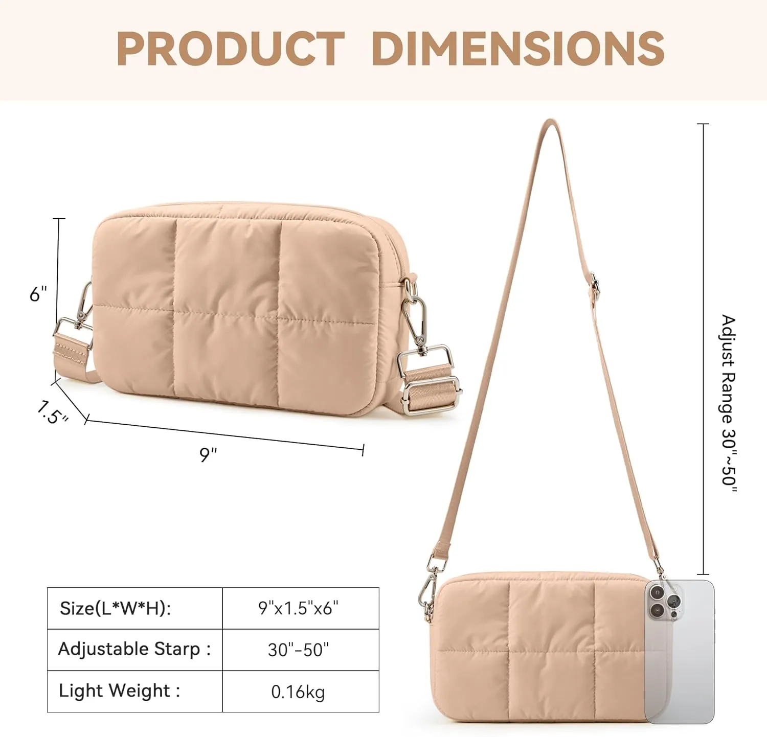 KALIDI FANCY FOREST Crossbody Bags for Women Crossbody Purse with Strap Lightweight Puffer quilted Shoulder Bag for Travel
