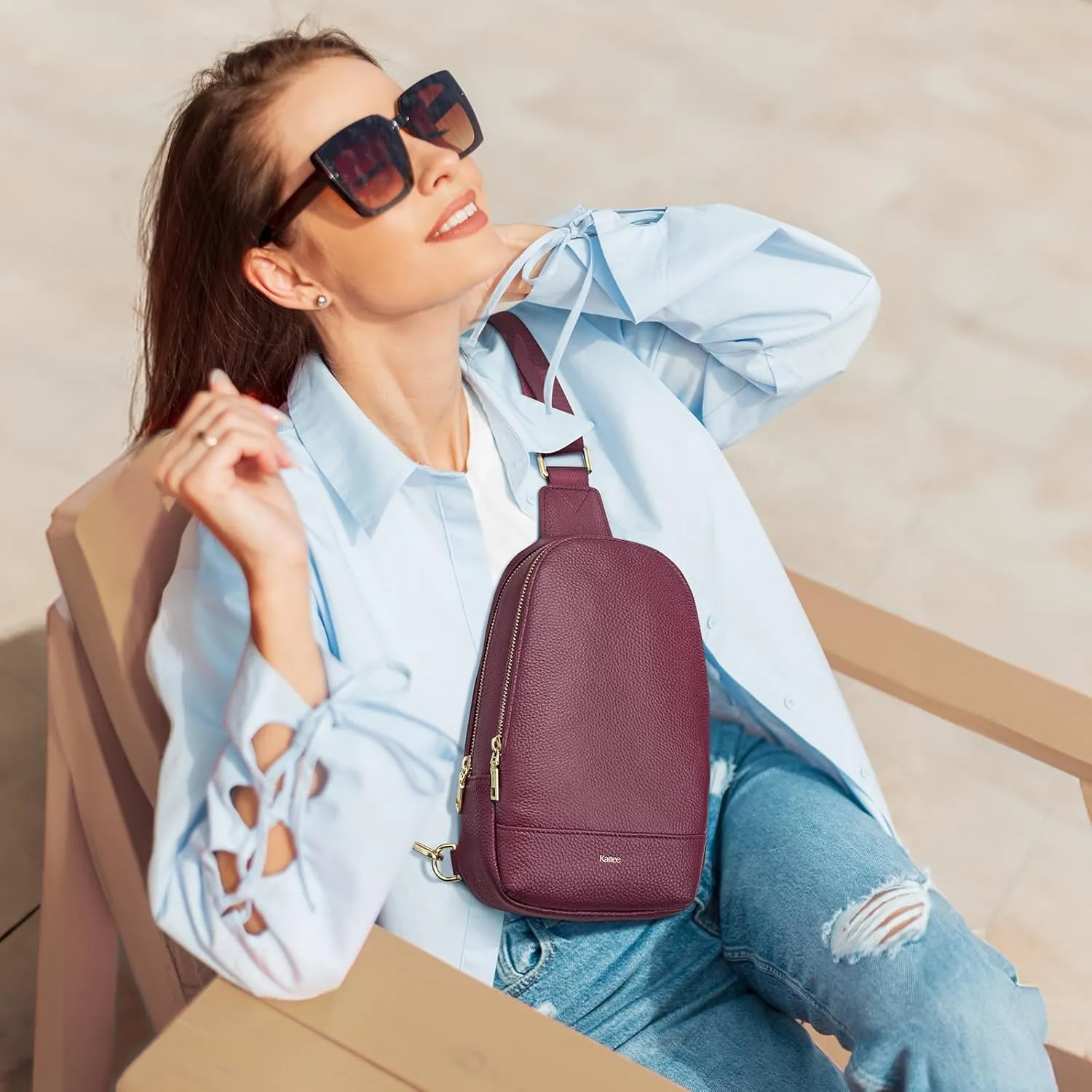 Kattee Sling Bag for Women Crossbody, Soft Leather Fanny Packs for Women, Small Crossbody Chest Bag with RFID Blocking