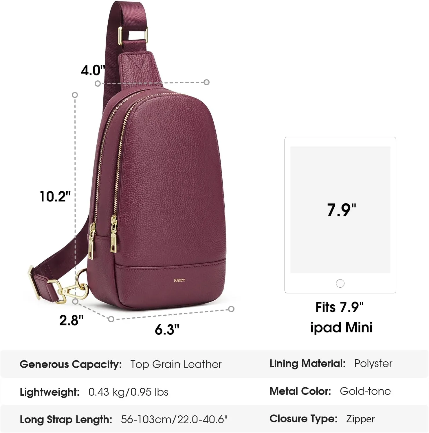 Kattee Sling Bag for Women Crossbody, Soft Leather Fanny Packs for Women, Small Crossbody Chest Bag with RFID Blocking