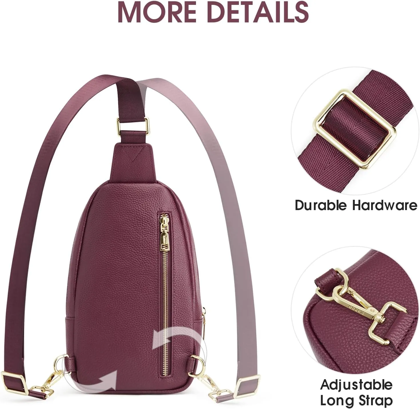 Kattee Sling Bag for Women Crossbody, Soft Leather Fanny Packs for Women, Small Crossbody Chest Bag with RFID Blocking
