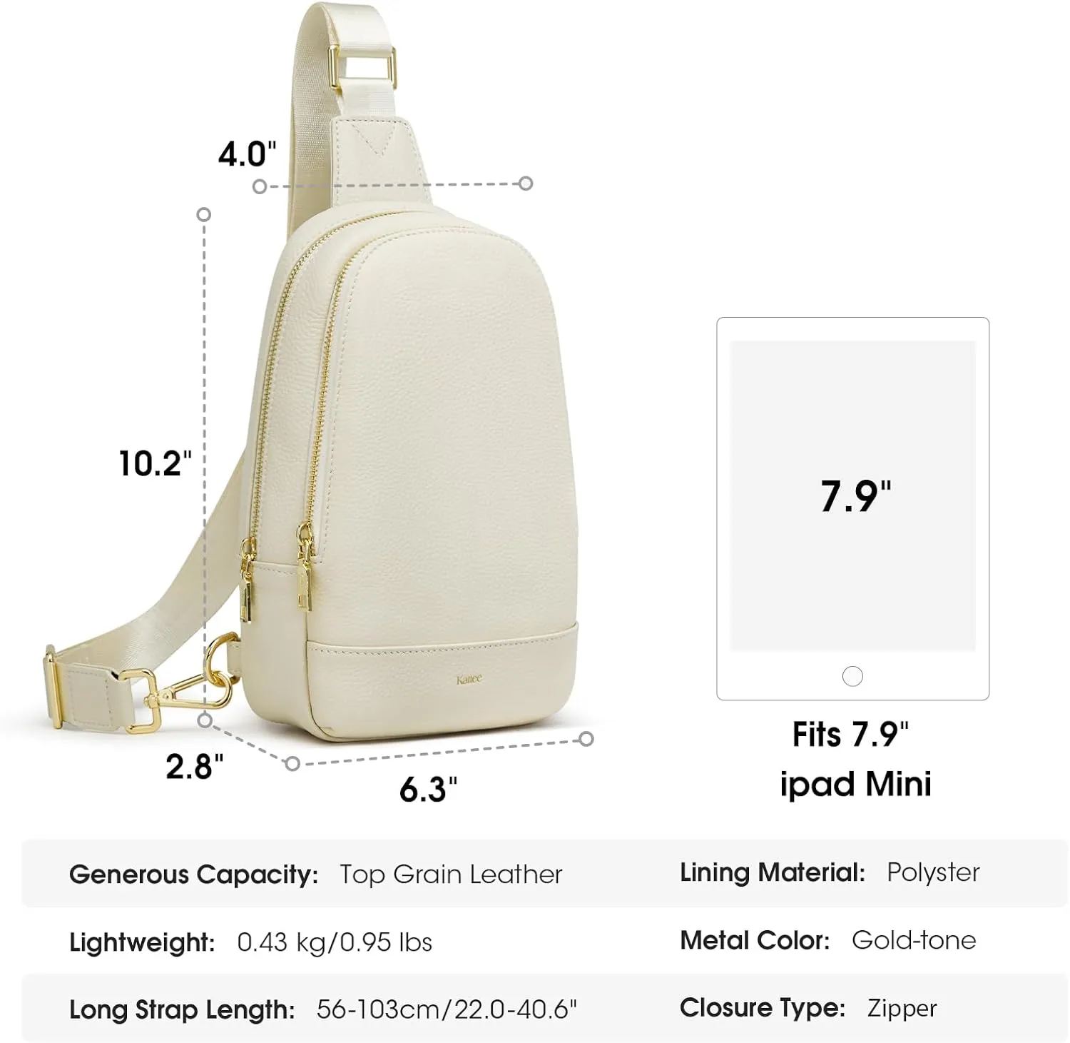 Kattee Sling Bag for Women Crossbody, Soft Leather Fanny Packs for Women, Small Crossbody Chest Bag with RFID Blocking