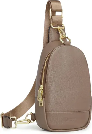 Kattee Sling Bag for Women, Leather Fanny Packs for Women, Small Crossbody Chest Bag with RFID Blocking