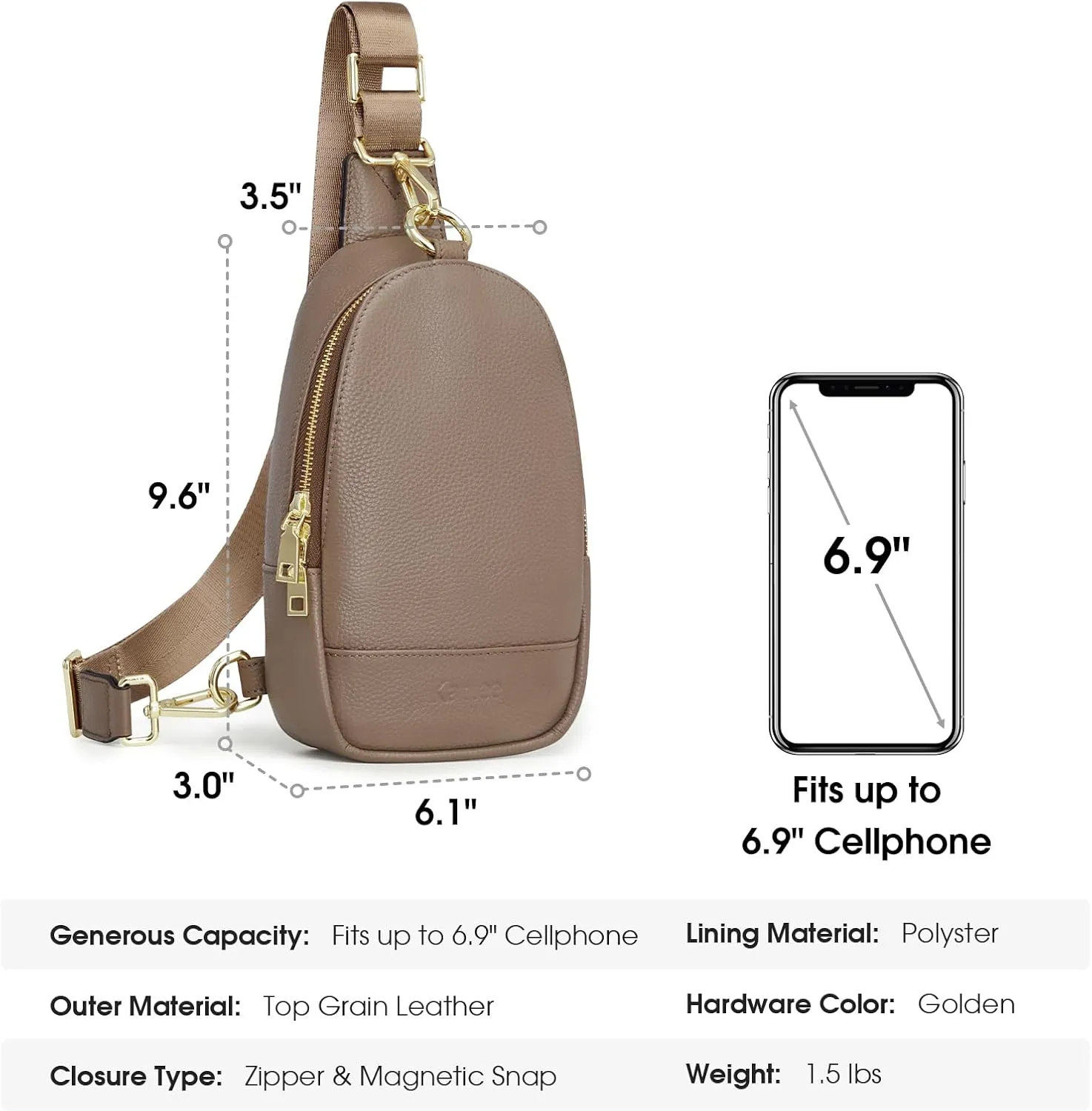 Kattee Sling Bag for Women, Leather Fanny Packs for Women, Small Crossbody Chest Bag with RFID Blocking