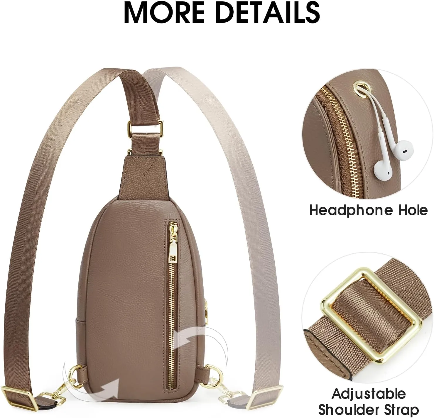 Kattee Sling Bag for Women, Leather Fanny Packs for Women, Small Crossbody Chest Bag with RFID Blocking