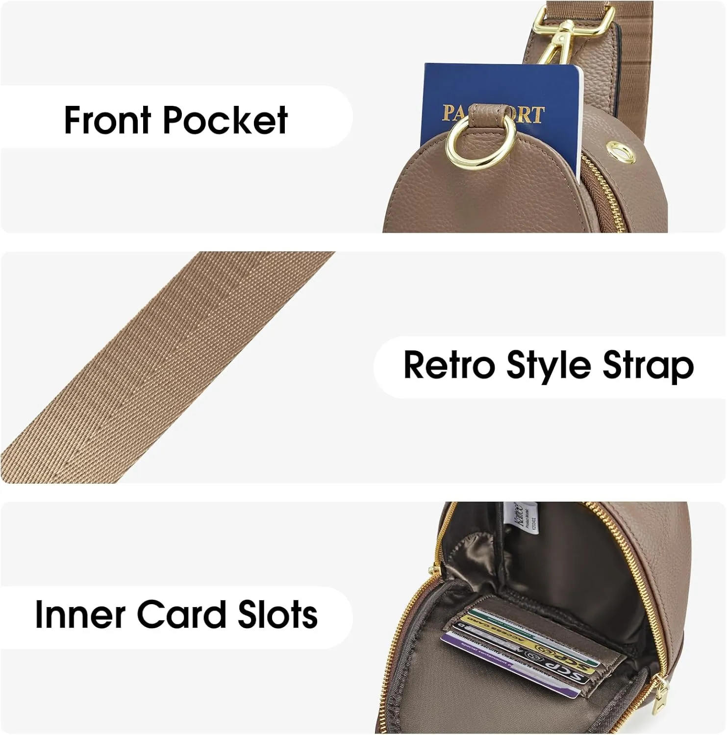 Kattee Sling Bag for Women, Leather Fanny Packs for Women, Small Crossbody Chest Bag with RFID Blocking