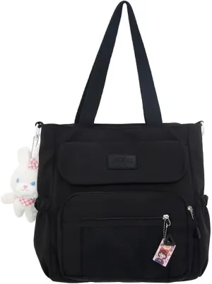 Kawaii Crossbody Bag with Plushies Preppy Crossbody Bag Solid Vanilla Aesthetic Messenger Bag Shoulder Tote Bag