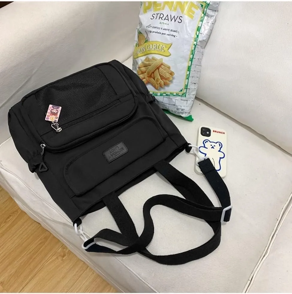 Kawaii Crossbody Bag with Plushies Preppy Crossbody Bag Solid Vanilla Aesthetic Messenger Bag Shoulder Tote Bag