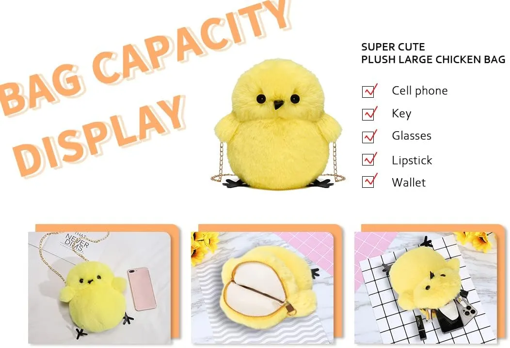 Kids Girls Pluse Cute Crossbody bag,Small Plush Kawaii Animal Handbag Purse for Women