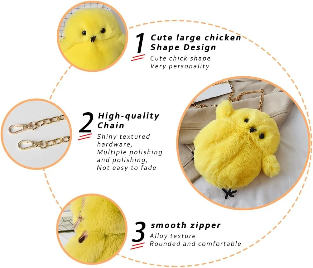 Kids Girls Pluse Cute Crossbody bag,Small Plush Kawaii Animal Handbag Purse for Women