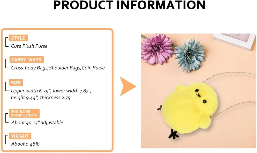 Kids Girls Pluse Cute Crossbody bag,Small Plush Kawaii Animal Handbag Purse for Women