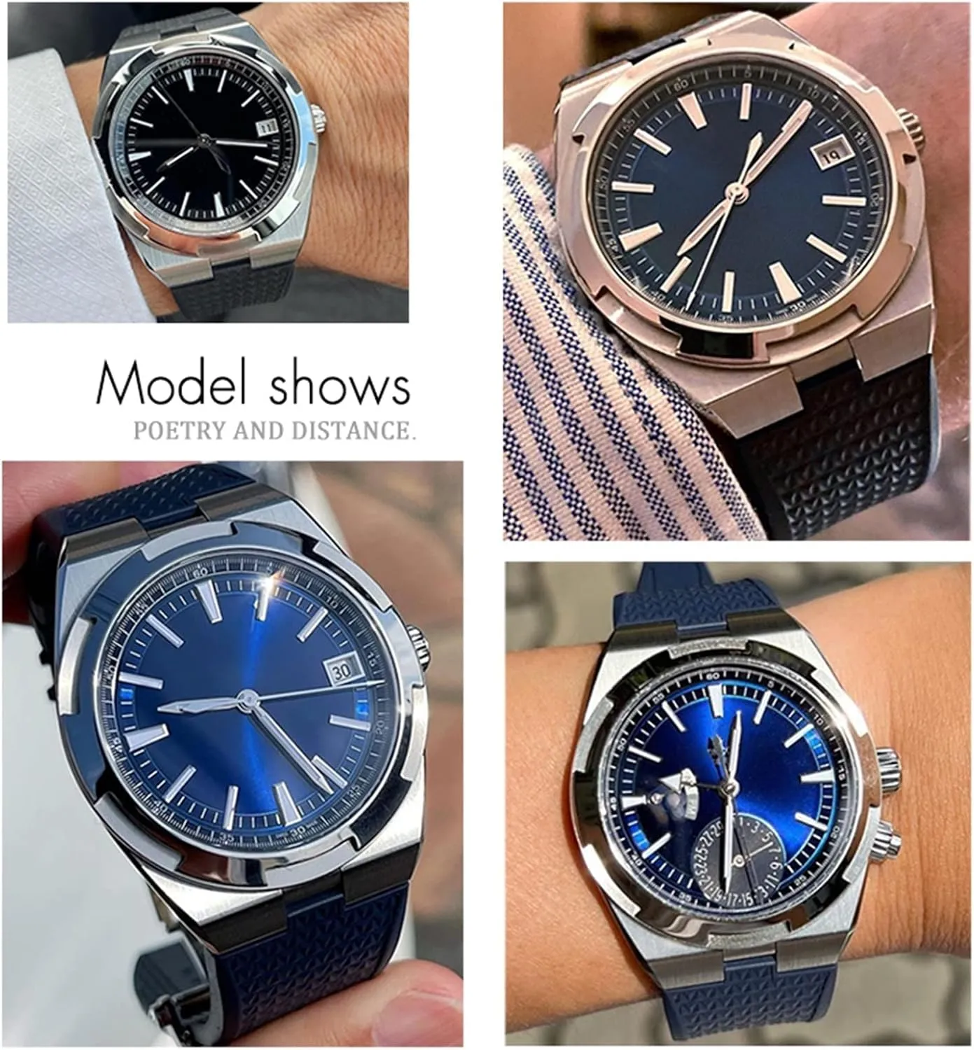 KLVN 24mm*7mm Fluoro Rubber Quick Release Watchbands Fit For Vacheron Constantin 5500V 4500V 7900 Black Blue Watch Men Waterproof Strap