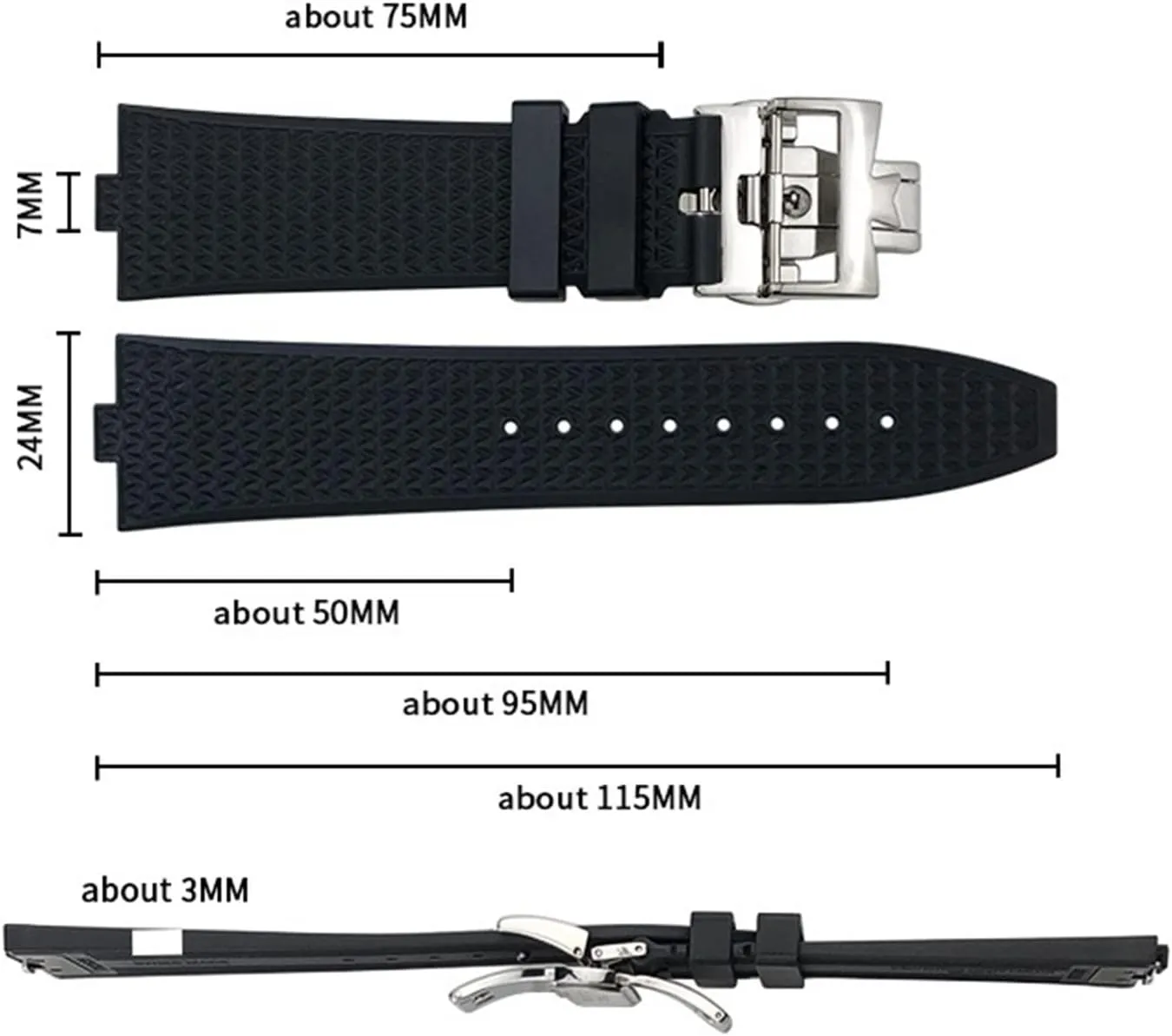 KLVN 24mm*7mm Fluoro Rubber Quick Release Watchbands Fit For Vacheron Constantin 5500V 4500V 7900 Black Blue Watch Men Waterproof Strap