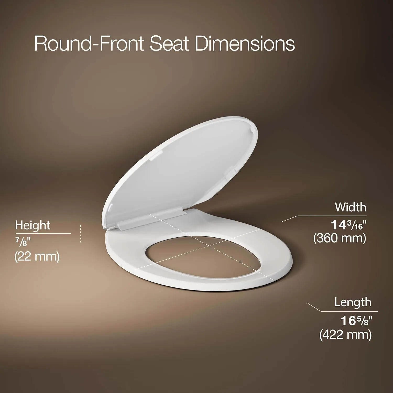 KOHLER 4775-0 Brevia Round-Front Toilet Seat with Quick-Release Hinges, Grip-Tight Bumpers, White