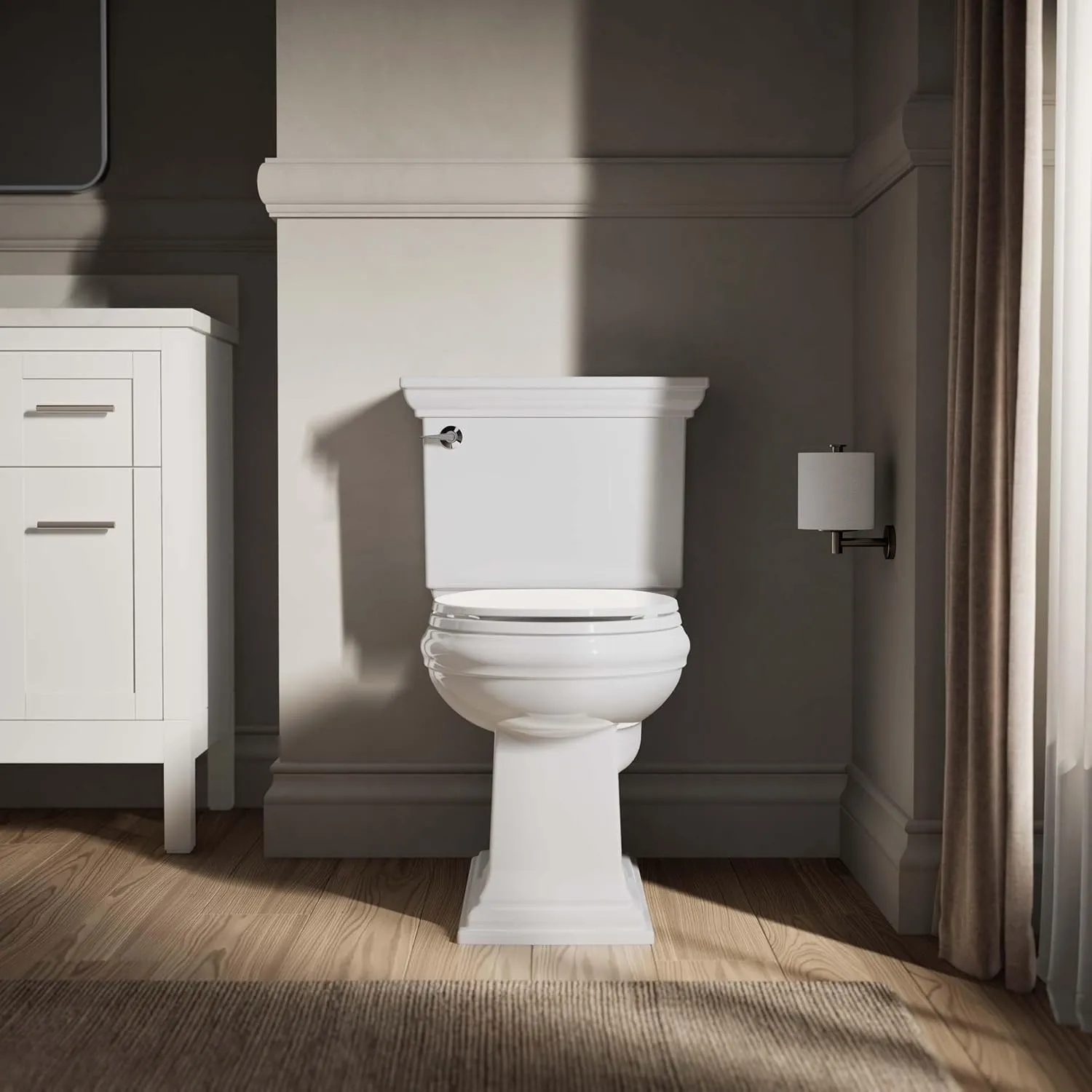 KOHLER 4775-0 Brevia Round-Front Toilet Seat with Quick-Release Hinges, Grip-Tight Bumpers, White