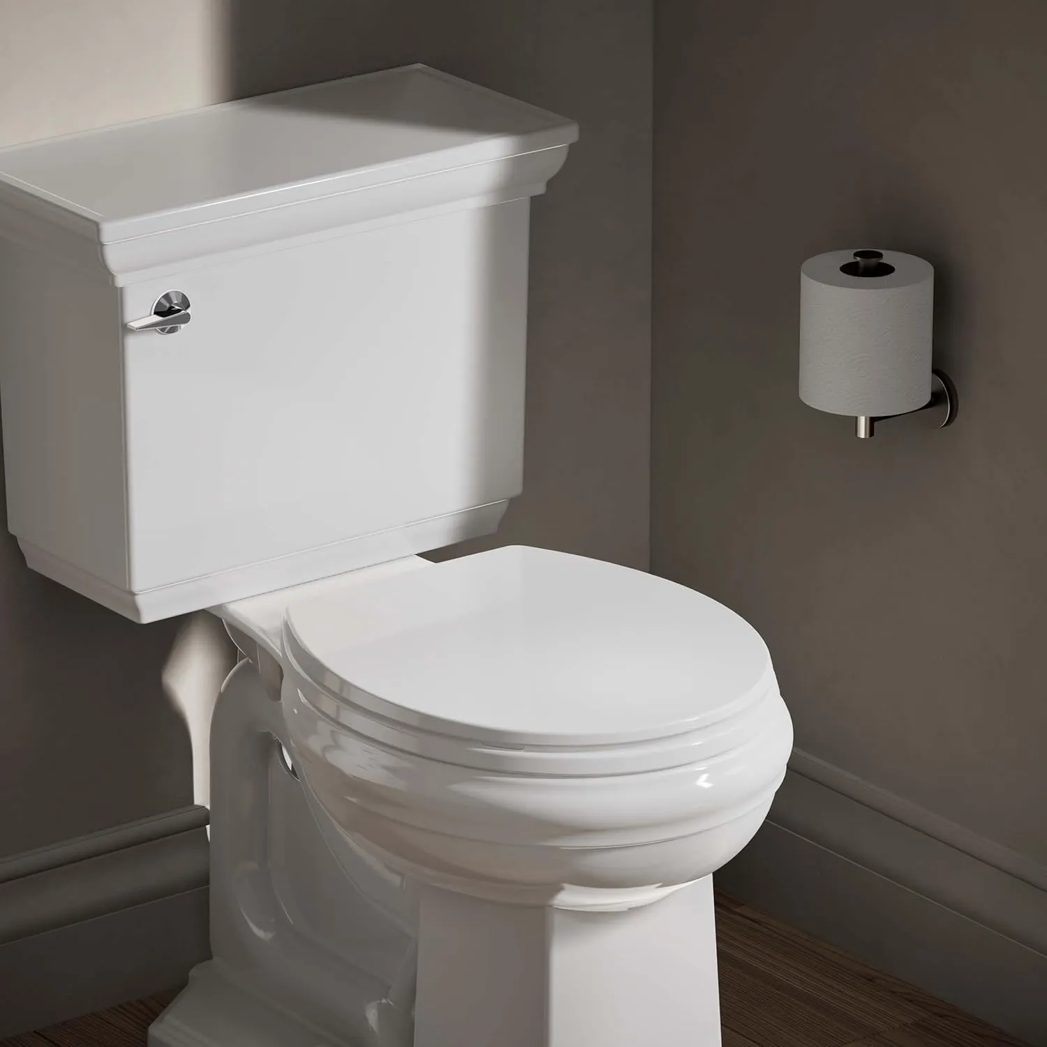 KOHLER 4775-0 Brevia Round-Front Toilet Seat with Quick-Release Hinges, Grip-Tight Bumpers, White