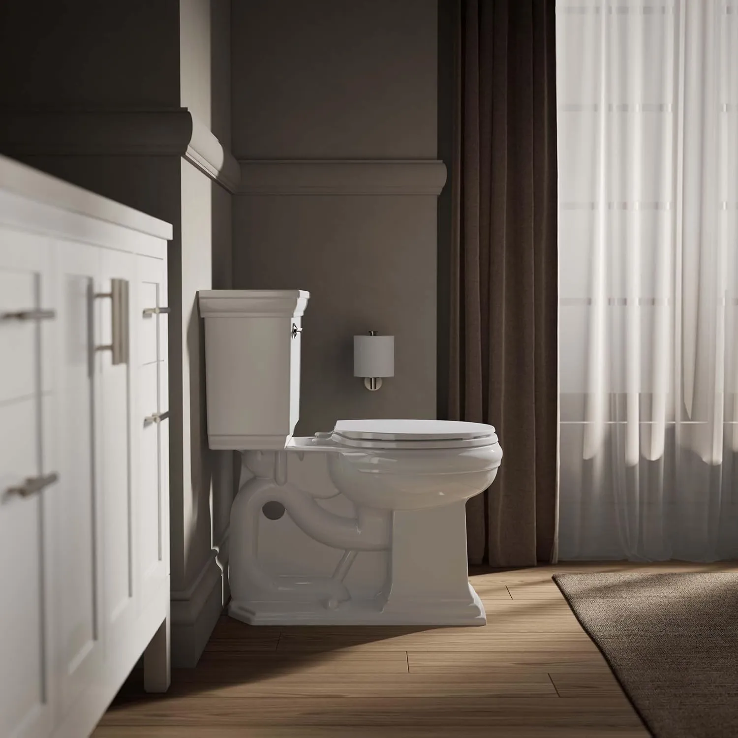 KOHLER 4775-0 Brevia Round-Front Toilet Seat with Quick-Release Hinges, Grip-Tight Bumpers, White