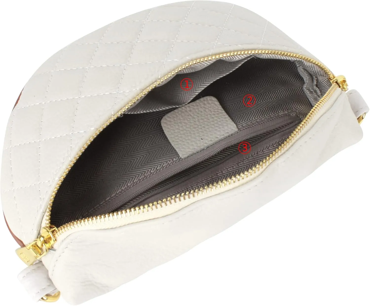 LABANCA Women Rivet Studded Zipper Pocket Shoulder Purse Faux Leather Waist Packs Rave Chest Bag Festival Fanny Bag Purse (07103 White)