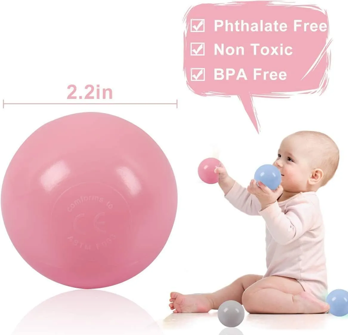 LANGXUN 50pcs 100pcs 200pcs Soft Plastic Ball Pit Balls for Kids, Gift for Baby Toddler Birthday Christmas, Ball Pit Play Tent, Baby Pool Water Toys, Kiddie Pool, Party Decoration
