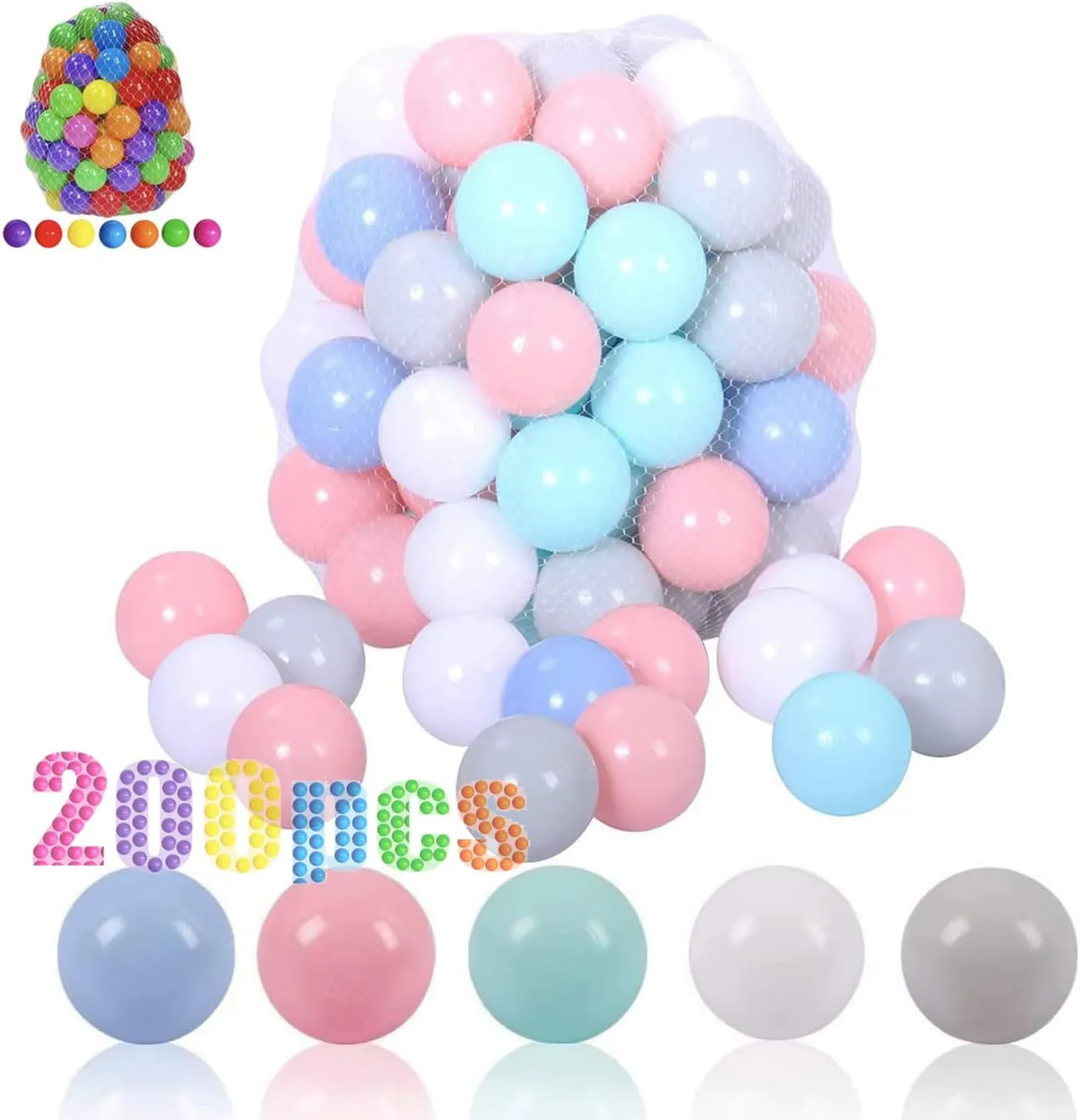 LANGXUN 50pcs 100pcs 200pcs Soft Plastic Ball Pit Balls for Kids, Gift for Baby Toddler Birthday Christmas, Ball Pit Play Tent, Baby Pool Water Toys, Kiddie Pool, Party Decoration
