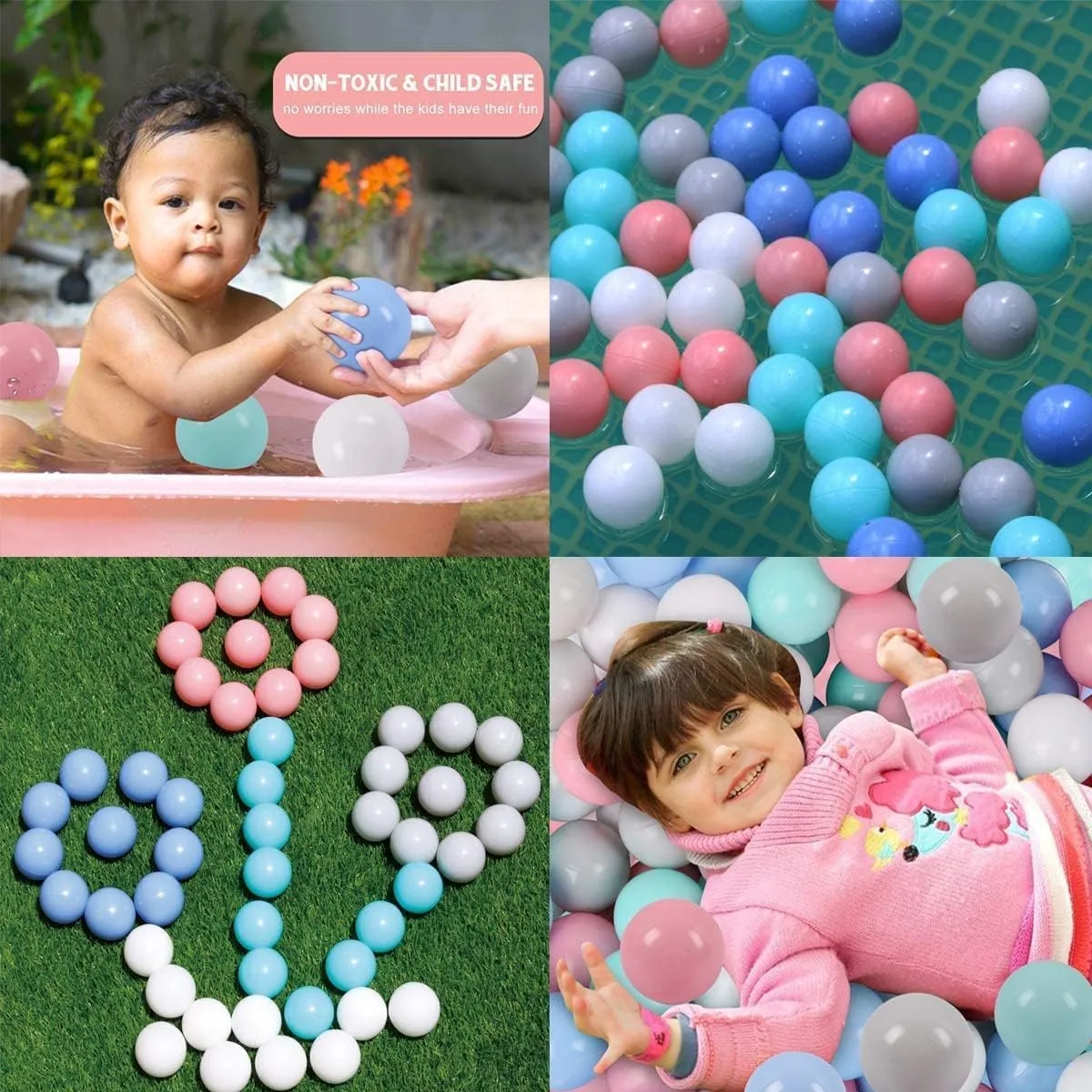 LANGXUN 50pcs 100pcs 200pcs Soft Plastic Ball Pit Balls for Kids, Gift for Baby Toddler Birthday Christmas, Ball Pit Play Tent, Baby Pool Water Toys, Kiddie Pool, Party Decoration