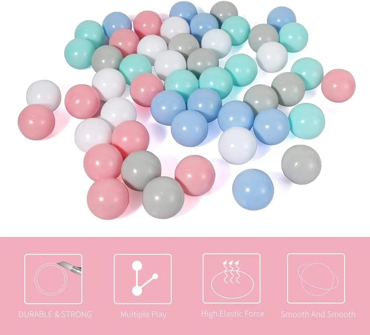 LANGXUN 50pcs 100pcs 200pcs Soft Plastic Ball Pit Balls for Kids, Gift for Baby Toddler Birthday Christmas, Ball Pit Play Tent, Baby Pool Water Toys, Kiddie Pool, Party Decoration