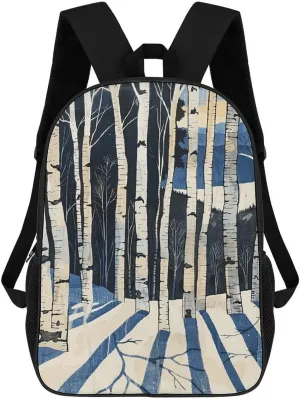 Laptop Backpack Lightweight Computer Bag Casual Daypack Birch Tree in Winter Travel Backpacks for Women Men