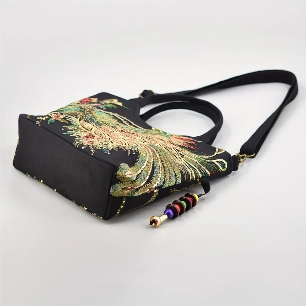 Large Capacity Embroidered Vintage Canvas Bag Ethnic Style Single Shoulder Handbag Crossbody Bag For Women