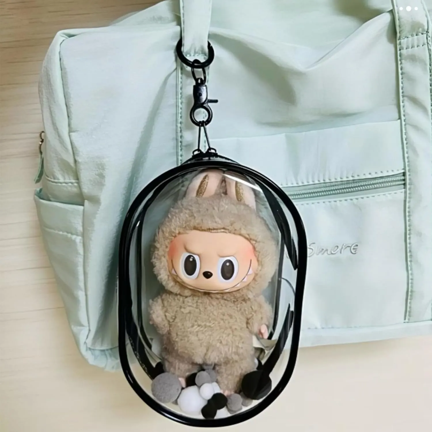 Large Clear Figure Display Bag with Keychain Blind Box Storage Case Lipsticks Carrying Case Keychain Pouch Charms for Collectibles