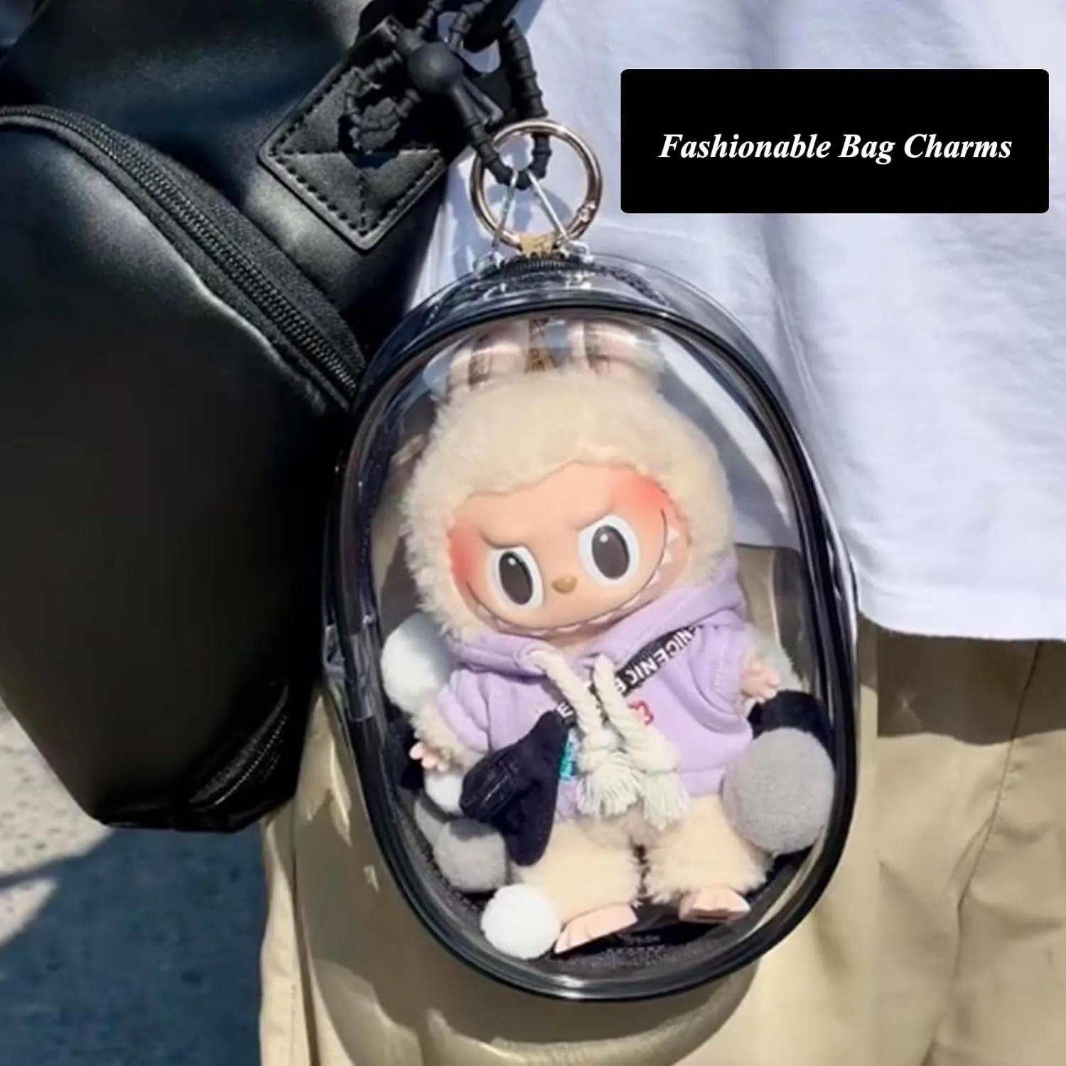 Large Clear Figure Display Bag with Keychain Blind Box Storage Case Lipsticks Carrying Case Keychain Pouch Charms for Collectibles