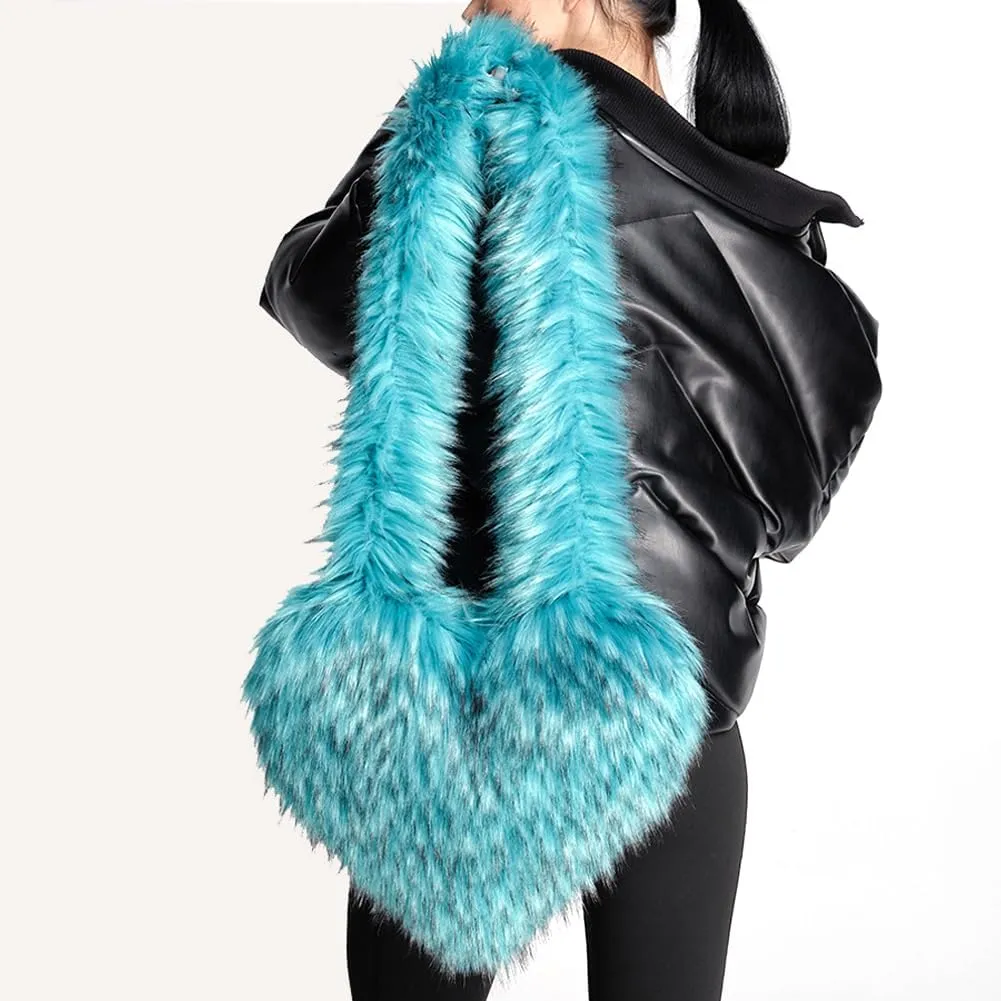 Large Heart Shaped Bag for Women Faux Fur Shoulder Purse Y2k Crossbody Bag Chic Handbag Furry Shoulder Tote Purse